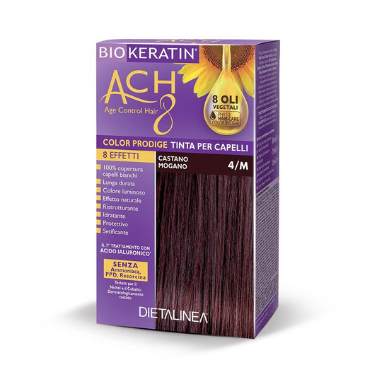 Tinta Capelli 4/M Castano Mogano Colorazione Capelli Biokeratin ACH8